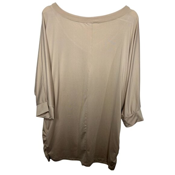 Doublju 3X Brown Dolman Sleeve Tunic Blouse V-Neck Oversized Plus Size Top - Picture 2 of 10